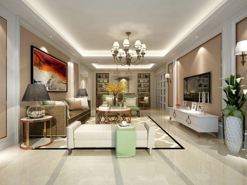 廣州深業(yè)&middot;江悅灣歐式風格三居室裝修效果圖_130平米13萬裝修設計案例