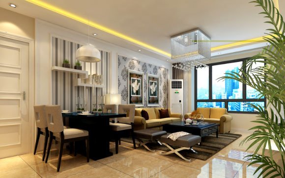 客餐廳一體的現代風格裝修設計真大氣,鄰居看了都說夠檔次!